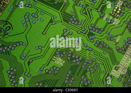 Makroaufnahme eines Micrucircuit-Board-Fragments Stockfoto