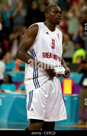 Luol DENG für Großbritannien, International Basketball spielen; Teil der Serie für die Olympiade 2012 in London bereitet. Stockfoto