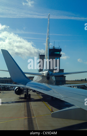 Ryanair Boeing 737 Flugzeug, Flughafen Frankfurt-Hahn, Deutschland Stockfoto