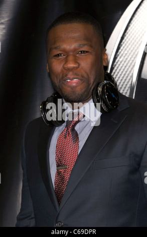 50 Cent bei einem öffentlichen Auftritt (für schlanke Audio Einführung schlanke von 50 Cent Kopfhörer) auf der Consumer Electronics Show CES Stockfoto