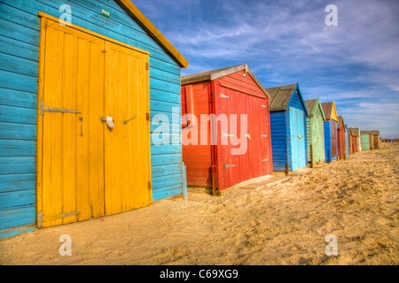 Bunte Strand Hütten West Wittering, England, UK Stockfoto