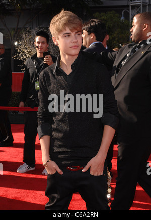 Justin Bieber im Ankunftsbereich für 2011 ESPY Awards - Ankünfte, Nokia Theatre L.A. Live, Los Angeles, CA 13. Juli 2011. Foto Stockfoto