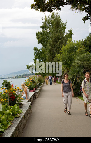 Montreux-Promenade - Quai De La Rouvenaz Stockfoto