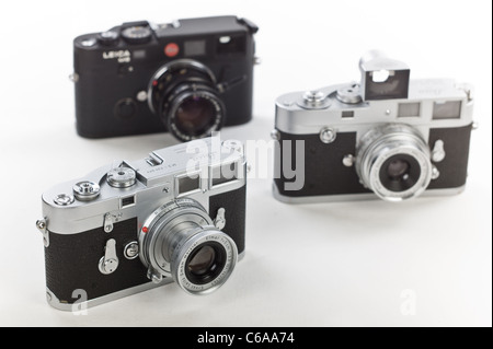 Gruppe von Leica Classic Leica Entfernungsmesser Kameras M2 M3 M6 Stockfoto