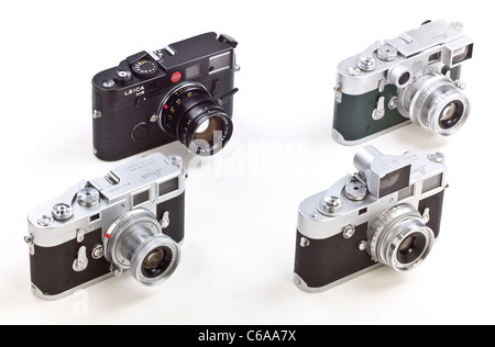 Gruppe von Leica Classic Leica Entfernungsmesser Kameras M2 M3 M6 Stockfoto