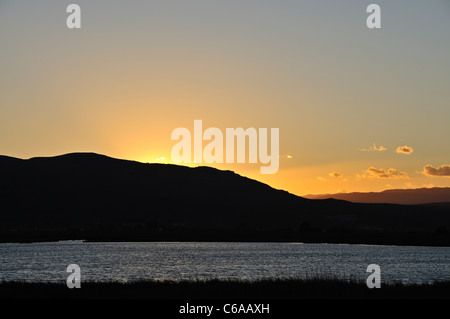 Sonnenuntergang. L'Encanyissada Lagune. Ebro-Delta. Provinz Tarragona. Spanien Stockfoto