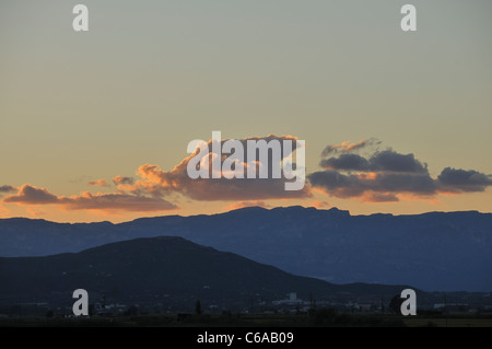 Sonnenuntergang. El Montsià. Ebro-Delta. Provinz Tarragona. Spanien Stockfoto