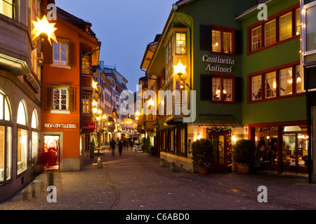 Augustinergasse, Weihnachtsbeleuchtung, Zürich, Schweiz Stockfoto