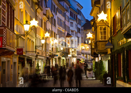 Augustinergasse, Weihnachtsbeleuchtung, Zürich, Schweiz Stockfoto