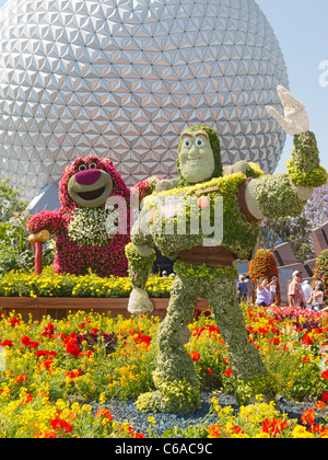 Buzz Lightyear Topiary-Werk in Epcot, Disney World, Florida, USA. Stockfoto