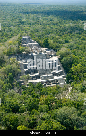 Luftaufnahme der Maya-Pyramide von Calakmul auf der Halbinsel Yucatan Stockfoto