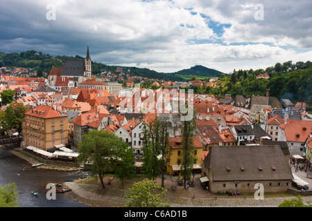 Cesky Kromlov - eine schöne mittelalterliche Stadt in der Tschechischen Republik zu übersehen Stockfoto