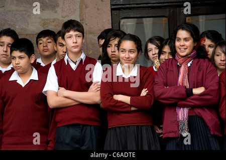 Präsident Calderon Adressierung Schüler an einer Schule in Morelia, Mexiko Stockfoto