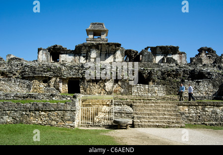 Präsident Calderon und Peter Greenberg touring Palenque Stockfoto