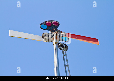 Antike Eisenbahn Formsignal Stockfoto