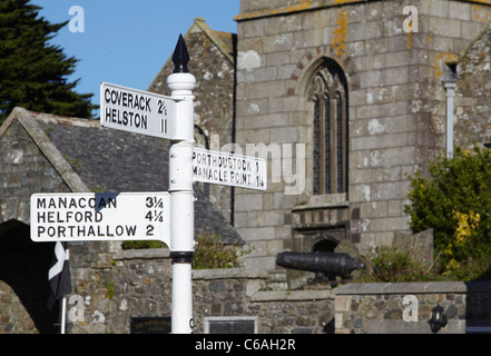 St.Keverne, Halbinsel Lizard, Cornwall, UK post anmelden Stockfoto