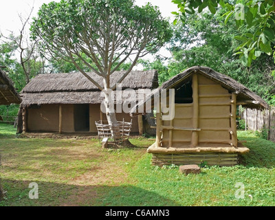 Wohnung Stil Tribal, Bodo Kacharis Hauses angezeigt in einem Museum, Madhya Pradesh, Indien Stockfoto