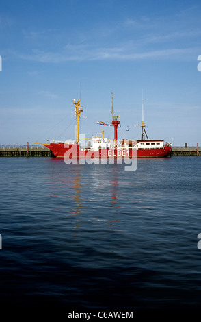 Historische Walkede (Feuerschiff) ELBE 1 bei Alte Liebe im Hafen von Cuxhaven in Niedersachsen Deutschlands. Stockfoto