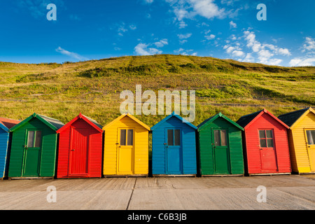 Strandhütten in Whitby, North Yorkshire Stockfoto