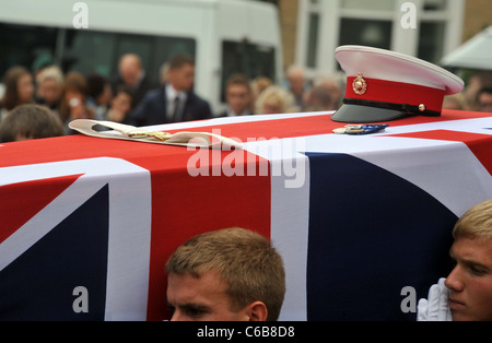 UK, königliche Marine James Wright 42 Commando erhält eine vollen militärische Beerdigung in Weymouth, Dorset. Stockfoto