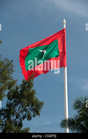 Die Nationalflagge der Republik Malediven Stockfoto