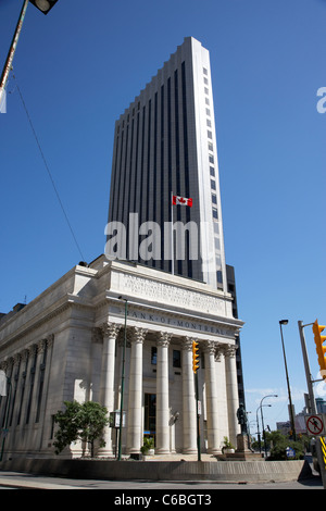 Bank von Montreal Gebäude und Mts Hauptturm an der Kreuzung der Portage Avenue und main Street downtown Winnipeg Manitoba Kanada Stockfoto