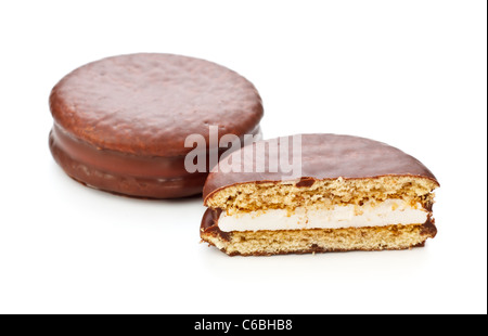 frische Schokolade Kekse isoliert auf weißem Hintergrund Stockfoto