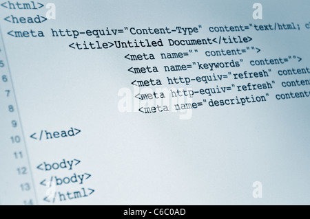 HTML-Computer-Code, Hintergrundbild, die stellvertretend für Internet-Konzept Stockfoto