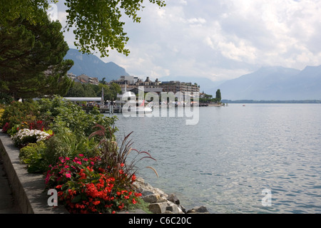 Montreux-Promenade entlang des Genfer Sees Stockfoto