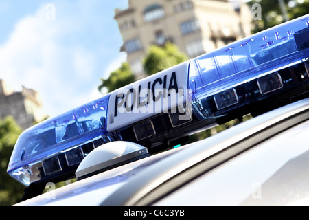 Lichter der Polizeiwagen, Barcelona, Spanien Stockfoto