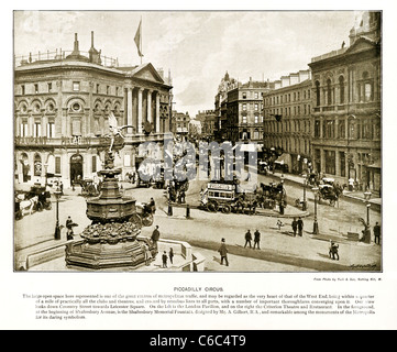 Piccadilly Circus, London, 1897 viktorianischen Foto des Herzens im West End, mit Blick auf die Statue des Eros Stockfoto