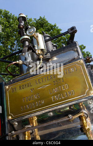 Die Royal Letters Patent Nr. auf der 1913 Foden 5 Tonnen kolonialen Steam Wagon an Whitwell & Reepham Steam Rally, Norfolk, Großbritannien. Stockfoto