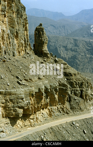 Hajjar Berge südlich von Khasab Musandam Peninsula, Sultanat Oman (Ost-Arabien) im Jahr 2003 Stockfoto