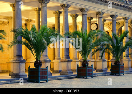 Muehlenkollonade Nacht Karlovy Vary - Karlsbad Mühlenkolonnade Nacht 01 Stockfoto