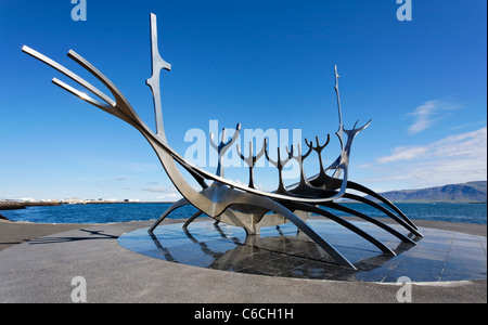 Solfar Statue Sun Voyager, Rejkjavik, Island Stockfoto