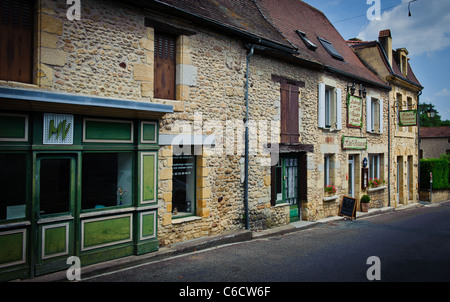 Ein Restaurant im Dorf von Siorac-de-Périgord, Frankreich Stockfoto