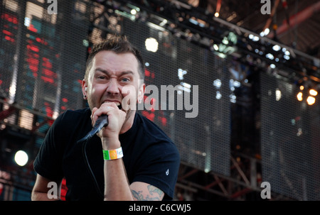 Tim McIlrath von Rise Against Band Auftritt auf der Hauptbühne, Sziget Festival, Budapest, Ungarn, 2011 Stockfoto