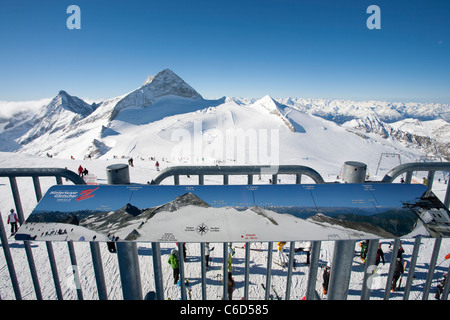 Panoramablick Vom Hintertuxer Gletscher, Gefrorene Wand, Aussichtspunkt, Hintertux, Aussichtspunkt, Hintertuxer Gletscher Stockfoto