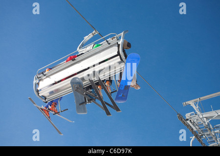 Skilift bin Hintertuxer Gletscher, Skilift, Hintertuxer Gletscher Stockfoto