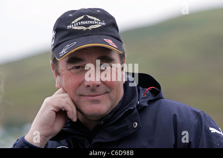 Nigel Mansell im Knockhill-Rennstrecke, Fife, Schottland Stockfoto