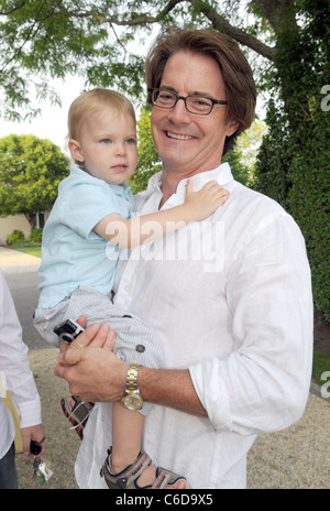 Kyle MacLachlan und ihrem Sohn Callum Lyon MacLachlan besucht Haley & Jason Binn des Memorial Day Party mit Hampton Magazin Stockfoto