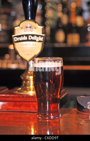 Ein Pint Druiden Freude verkauft ein Bier an der Druiden Head Pub in Brighton, wo die Gewinne an lokale Wohltätigkeitsorganisationen gehen Stockfoto