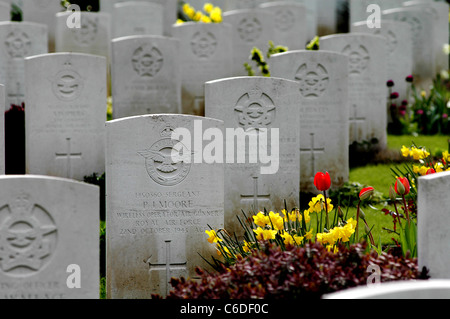 Harrogate (Stonefall) Friedhof, Harrogate, Yorkshire, England. Verwaltet von der Commonwealth War Graves Commission, gefunden. Stockfoto