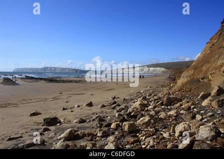 Compton Strand nach Westen in Richtung Frischwasser auf der Isle Of Wight Stockfoto