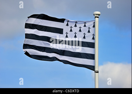 Flagge der Bretagne, Frankreich Stockfoto