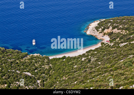 Sand & Kiesel Strand & safe-Harbor, Insel Cres, Lubenice, Kroatien Stockfoto
