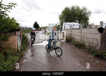 Dale Farm am Stadtrand von Basildon, Essex, die größte irische Traveller und Gypsy-Standort in Europe.Photo:Jeff Gilbert Stockfoto