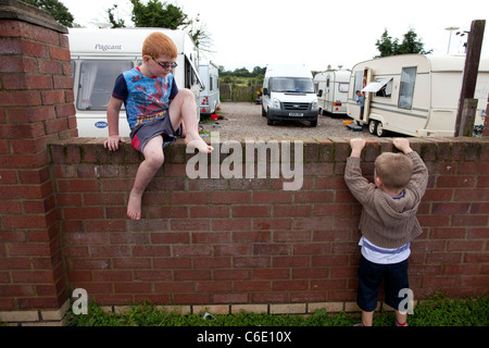 Dale Farm am Stadtrand von Basildon, Essex, die größte irische Traveller und Gypsy-Standort in Europe.Photo:Jeff Gilbert Stockfoto