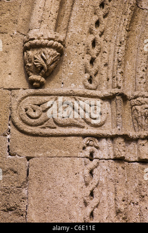 Griechenland, Rhodos, mittelalterliche Festungsmauer Schnitzereien Stockfoto