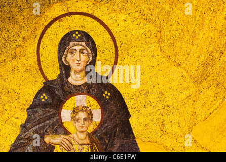 Türkei, Istanbul, Mosaik der Jungfrau Maria und Jesus in Hagia Sophia Mosque Stockfoto